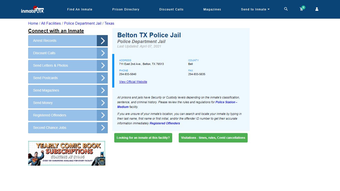 Belton TX Police Jail & Inmate Search - Belton, TX